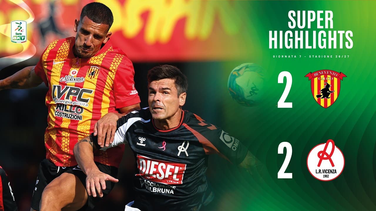 Benevento-Vicenza 2-2 | SUPER HIGHLIGHTS | Serie BKT thumbnail