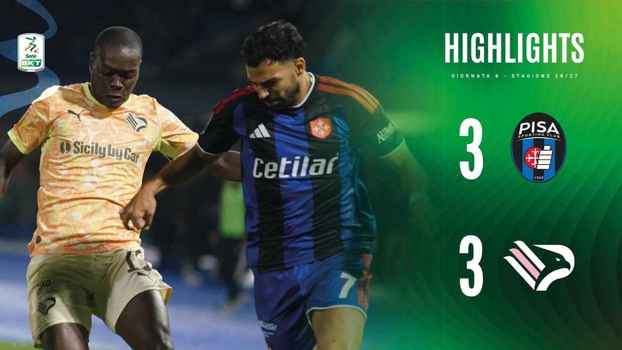 Pisa-Palermo 3-3 | HIGHLIGHTS | Serie BKT thumbnail
