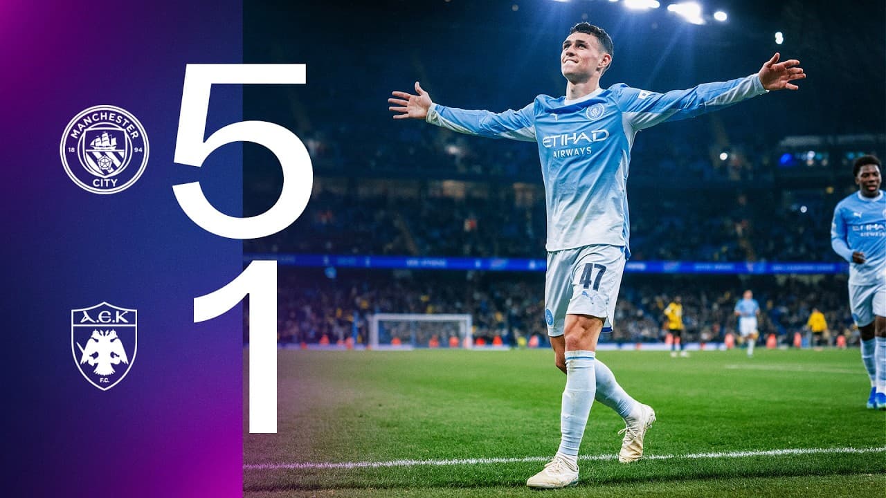 HIGHLIGHTS | Man City 5-1 AEK Athens | Foden hat-trick and Cherki magic in Champions League rout! thumbnail