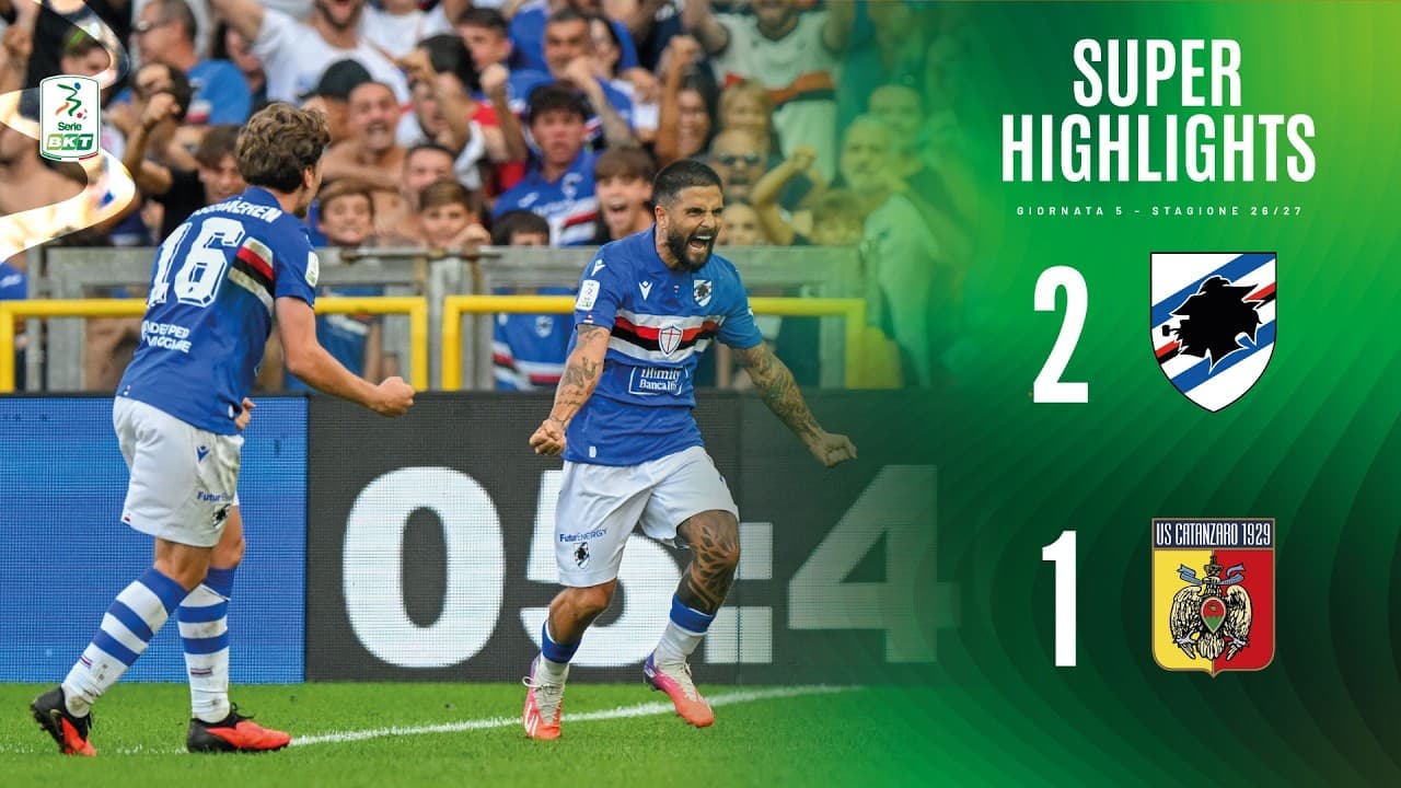 Sampdoria – Catanzaro 2-1| SUPER HIGHLIGHTS thumbnail