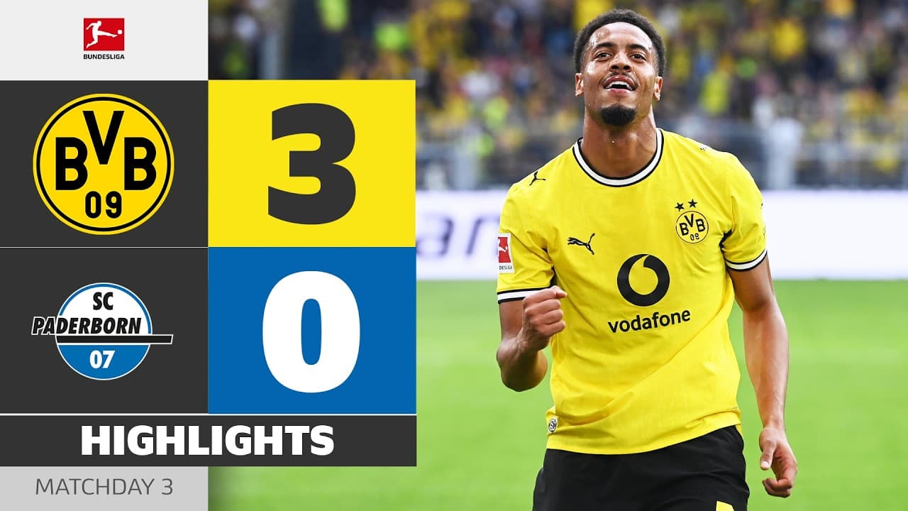 Nmecha Brace In A Big Win!| BORUSSIA DORTMUND - SC PADERBORN | Highlights | Matchday 3 – Bundesliga thumbnail