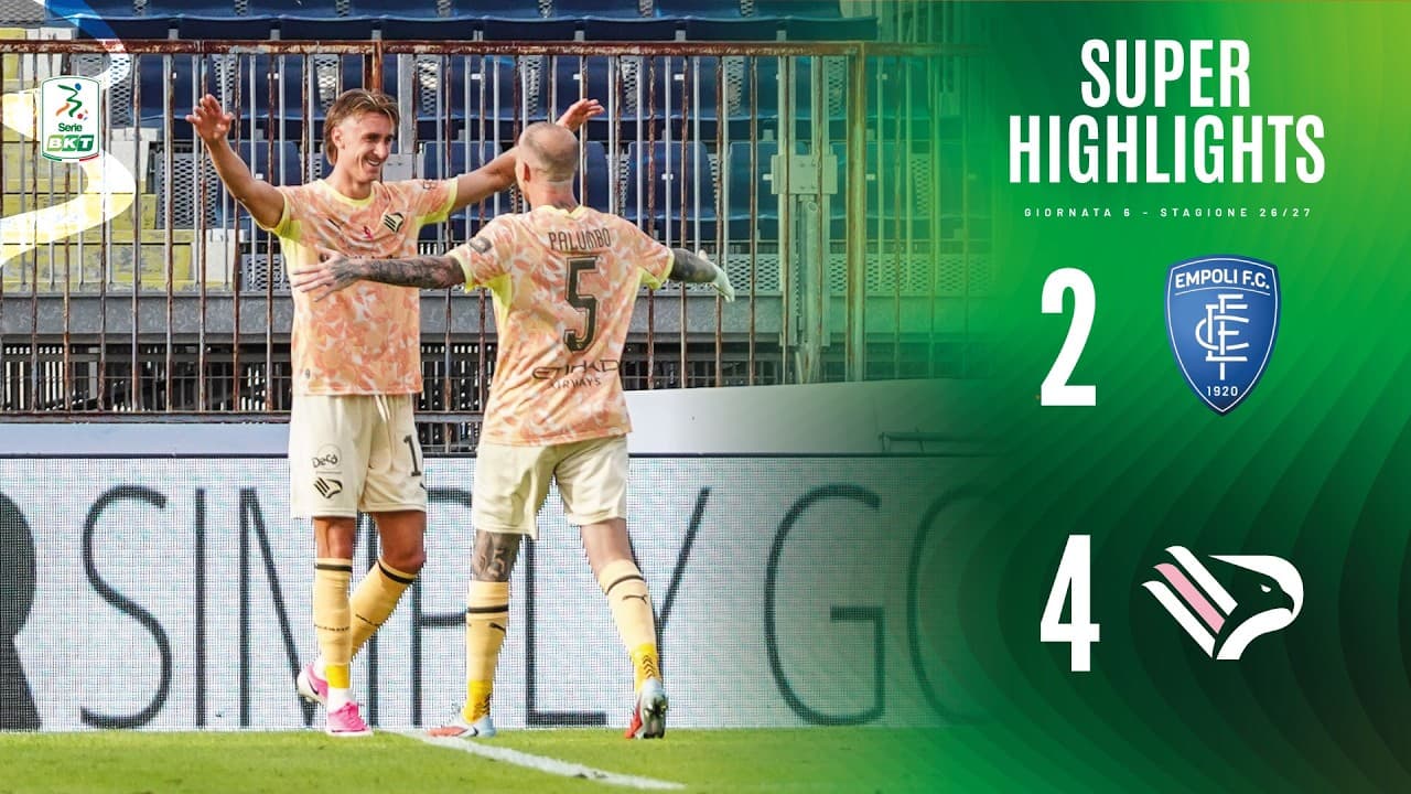 Empoli-Palermo 2-4 | SUPER HIGHLIGHTS | Serie BKT thumbnail