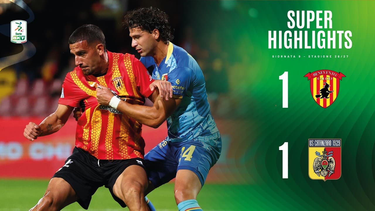 Benevento-Catanzaro 1-1 | SUPER HIGHLIGHTS | Serie BKT thumbnail