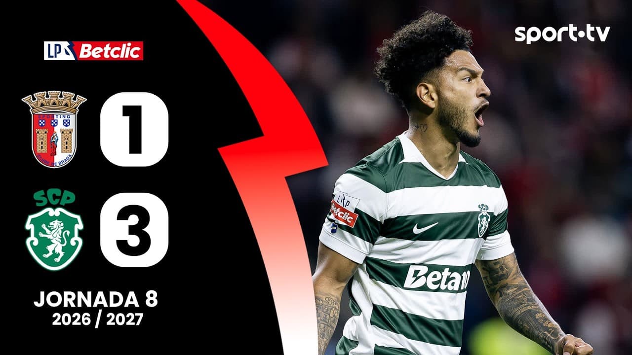 Resumo: Braga 1-3 Sporting - Liga Portugal Betclic | sport tv thumbnail