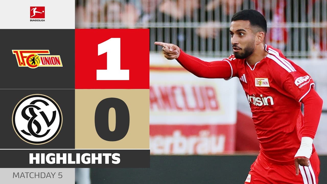 First Win Of The Season! | UNION BERLIN - SV ELVERSBERG | Highlights | Matchday 5 – Bundesliga thumbnail